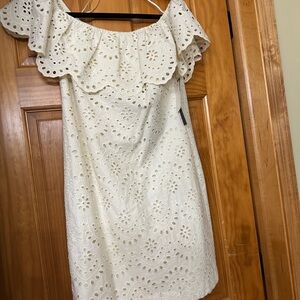 Cynthia Steffe cream eyelet off the shoulder dress size 6